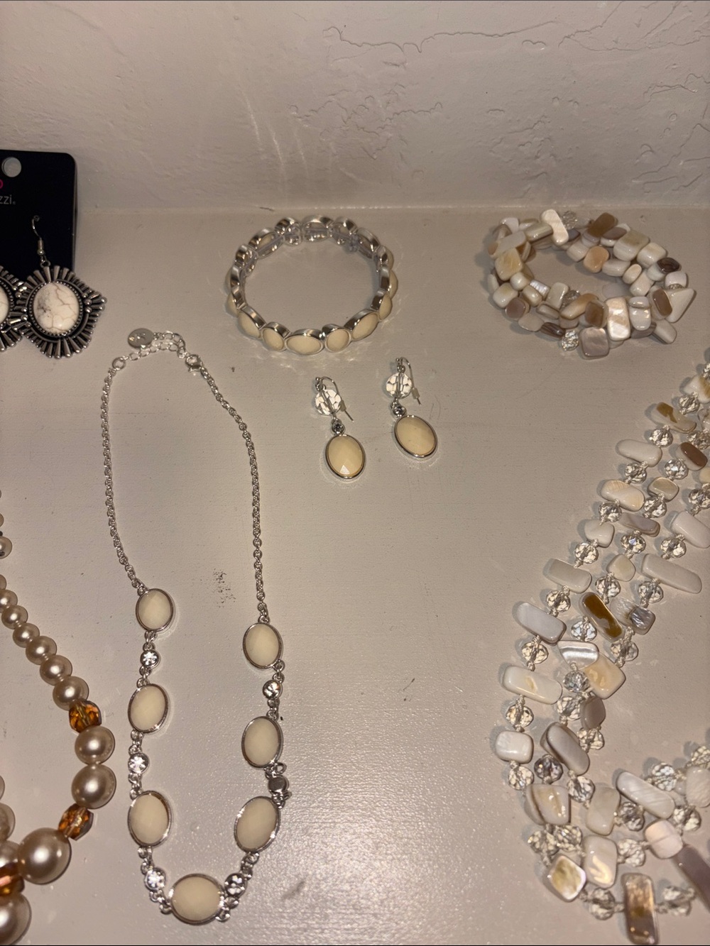 paparazzi Cream and Gold Layered Necklace Collection - Picture 4 of 5